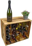 Kistenkolli Altes Land Flaschenregal Henry Geflammt Maße ca. 50x40x30cm Flaschenablage Weinregal Holz/Wine Rack stapelbar schmal (Geflammt)