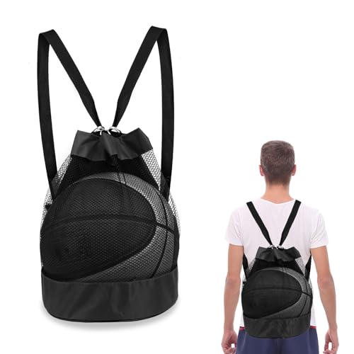 Bewudy Ballnetz Ballsack, Basketball Tasche, Rucksack Tragbare Ballnetz Mehrzweck Sport Netztasche Mesh Strandtasche Gym Sack Ballnetz für Fußball Basketball Tennis Volleyball Rugbyball