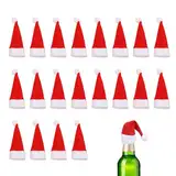 20 Stück Mini Weihnachtsmütze,Nikolausmütze Klein,Kleine Weihnachtsmützen,Basteln Filz Weihnachten Besteckhalter Hats,für Eier SüßIgkeit Flaschen Deko Schneemann Dekoration Geschenk Dekoration (A)