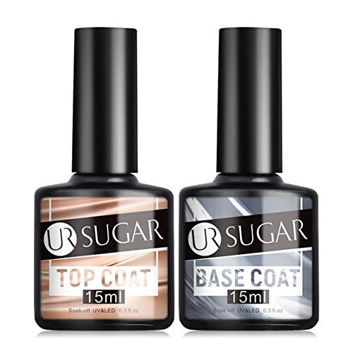 UR SUGAR 15ml UV Nagellack Base Gel Coat Top Coat Set Gellack UV LED für Nageldesign Gel Polish, 2 Stück Maniküre set, Soak off Gel Nagellack für Nail Art