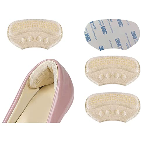 VivoFoot 4 Stück fersenpolster, Fersenschutz, Dicke Einlagen und Füllungen für zu große Schuhe,Fersenkissen für Schuhe, Selbstklebende Fersenhalter gegen Blasen & Reibung (Beige, 6mm)