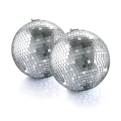 JurciCat DiscoKugel 10cm 2Pcs Spiegelkugel Silberne Hängekugel lustige Party-Discokugeln Für Weihnachtsdekoration Geburtstag Mottoparty Hochzeit