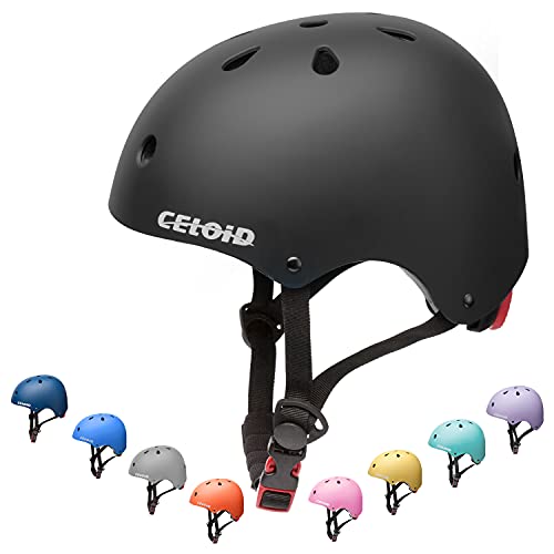 CELOID Kinder Jugend Fahrradhelm,Kleinkind Skateboard Helme für Alter 3-5-8 Jahre Jungen Mädchen,verstellbare Multi-Sport Fahrrad Skateboarding Klettern Skating-Rolle,Schwarz