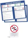 Schild "Firmenpflicht 2025" – entspricht dem Arbeitsgesetzbuch 2025 – Set mit 2 selbstklebenden Postern (21 x 30 cm) + 1 Poster Rauchverbot (15 x 21 cm) – wetterfest