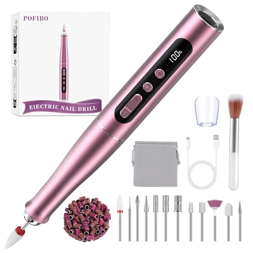 POFIBO Nagelfräser Kabellose 35000 U/Min Nagelfräser für Gelnägel - Professioneller Nail Drill für Gel- und Acrylnägel, Elektrische Nagelfeile mit Verstellbarer Geschwindigkeit für Maniküre Pediküre