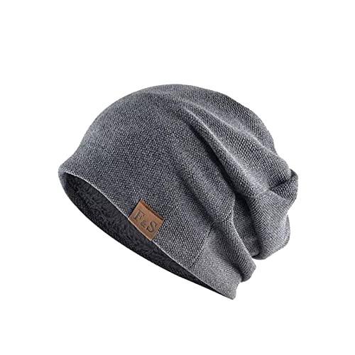 BOTCAM Damen Herren Winter Slouchy Strick Warme Mützen Schal Dual Purpose Strickmütze Gehörschutz Winddichte Mütze Lederkappe Herren Oldtimer (Z4-Dark Gray, One Size)