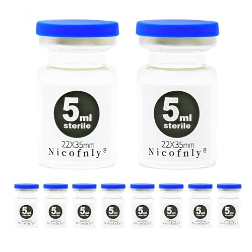 Nicofnly 5ml sterile Ampullen - 5ml sterile leere Phiole mit selbstheilender Injektionsanschluss und Klappdeckel, steril, 10 Packungen