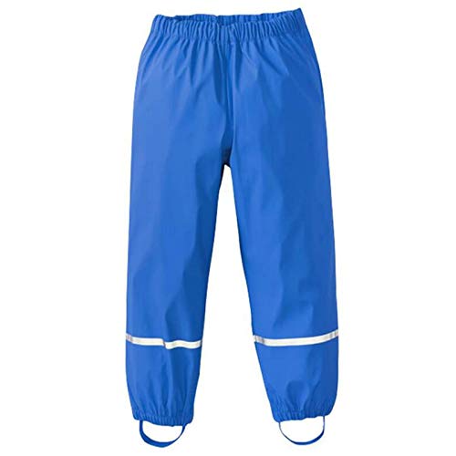 Chedin Unisex Regenhose Kinder, Regenhose Damen wasserdicht und Winddicht, Hose Atmungsaktiv Matschhose, ungefüttert Regenbundhose Überziehhose für Mädchen Jungen (134, Blau)