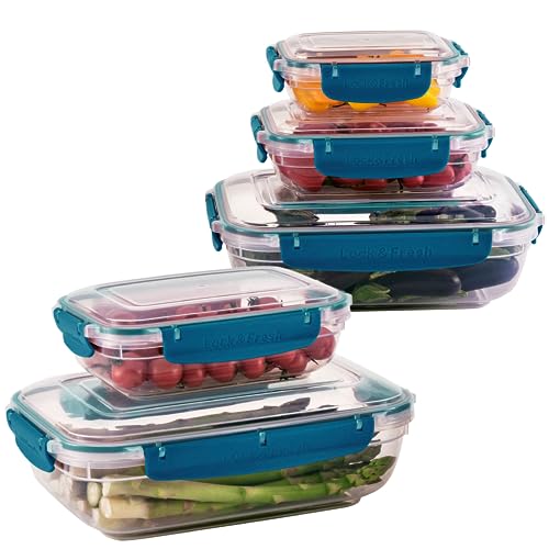 uandu Frischhaltedosen mit Deckel für Lebensmittel, 5er Tupperdosen Set, Vorratsdosen Luftdicht, Meal Prep Boxen, Mikrowellengeschirr mit Deckel und Gefriergeeignet, BPA frei Kunststoff