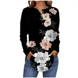 Schickes Oberteil Damen V Ausschnitt, Bluse Große Größen Damen Blumenmuster, Damen Bluse Lang, Blusen Shirt Damen Casual, Tops Für Damen, Angebot des Tages, Vintage Bluse Langarm Damen M