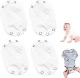 Bodyverlängerung Baby,4 Pcs Body Verlängerung Druckknopf Baby,Baumwoll Baby Body Verlängerung für Einstellbare Bodysuit Extender,Doppellagiger Stoff,Metallschnalle Durchmesser 9mm(Weiß)