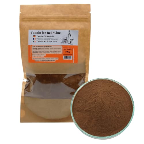 AlcoFermBrew Tannine für Rotwein 100g - Weintannin,Pulver Tannine, Wein Machen, Wein-Tannin