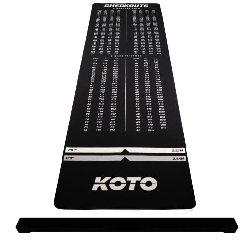 KOTO - Oche Carpet Checkout 285 x 80 cm Dartmatte, Professionelle Dartmatte zum Schutz des Bodens und der Dartpfeile, Mit Score-Indikation und Oche, Die Rechenhilfe Macht Ihnen das Rechnen Einfacher!