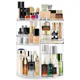 OBSGUMU Make Up Organizer Drehbar, Acryl Kosmetik Organizer, 360° Makeup Organizers für Kosmetik, Verstellbar Große Kapazität Makeup Organizer für Frauen, Mädchen (Transparent)