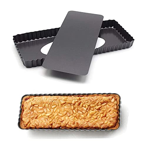 Rechteckige Quiche Pan, Rechteckige Quiche Pan mit Abnehmbarem, Quiche Pan, Quicheform mit Abnehmbarem Boden, Rechteckige Tarteform für Kuchen, Quiches, Muffins und Kekse, Schwarz, 36 * 14 * 3 cm