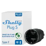 Shelly Plus Plug S - Intelligente Steckdose Funktioniert mit Alexa & Google Home, programmierbare mit Sprachsteuerung, Bluetooth; Wi-Fi-Gerät zur Automatisierung von Geräten Schwarz