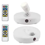 HONWELL Spot Lampe LED Wireless Deckenstrahler mit Fernbedienung Puck Licht Leselampe Timer AA Batteriebetrieben Nachtlicht mit Drehbar Licht Kopf für Spiegelanstrich Dartscheibe, 2 Stück