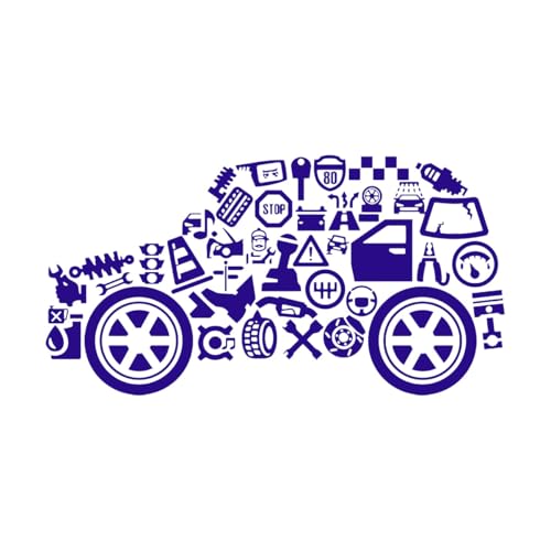 Autohaus Wandaufkleber Auto Service Reparatur Vinyl Kinderzimmer Innenwandtattoos Home Für Garage Jungen Spielzimmer-S-30x57cm-Dark Blue