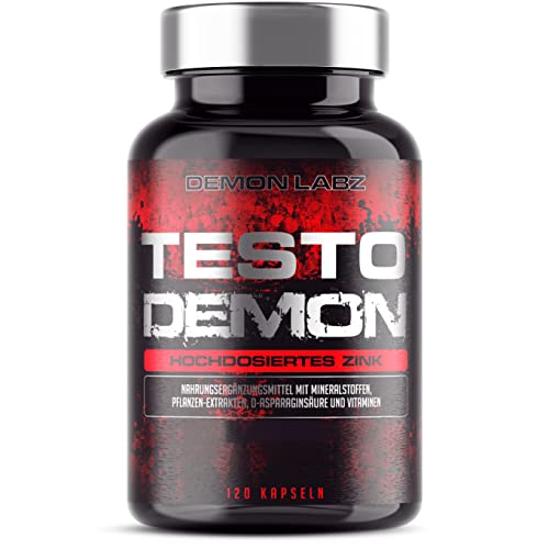 Testo Demon für Männer - Hochdosiert mit Zink + Aminosäuren + Maca + D-Asparaginsäure (120 Kapseln)