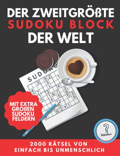 Der zweitgrößte SUDOKU BLOCK der Welt mit EXTRA GROßEN Sudokus: 2000 Rätsel von einfach bis unmenschlich: Riesige XXL Sammlung inklusive Lösungen - ... Senioren (Rätselbücher von den Rätselinos)