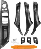 UCkasayfy Türgriff Kit Kompatibel mit BMW 5er F10/F11/F18 2010-2016, Fahrer Seite Fensterschalter Armlehne + Beifahrer Türgriff + Fensterschalter Abdeckung Carbon Fiber