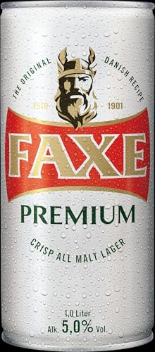FAXE Premium 5% Dänisches Lagerbier 12 x 1 l Dosenbier