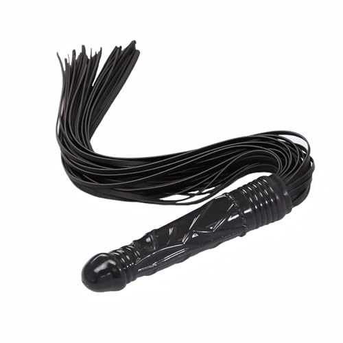 TUYMNI BDSM Leder Flogger Peitsche Quastenpeitsche Erotik Sexpeitsche Lederpeitsche mit 19 cm Dildo Analplug Prügelspielzeug Spanking Peitschen Fetisch Bondage Slave Sexspielzeug für Paare Extrem