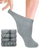 Fiera Besa Diabetiker Socken Damen mit Lycra, 4 Paar, Knöchelhoch Bambus Socken, Superweiche, Dünne und ohne Naht Bambussocken für den Alltag, 35-38 und 39-42 mit 18 Farben (39-42, Hellgrau)