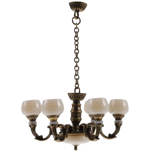 HOMSFOU Weihnachten Miniatur Deckenlampe Puppenhaus Kronleuchter Mini LED Beleuchtung Hängelampe Kerzen Lampe Kinder Puppenstube Zubehör Feengarten Deko Garten Micro Landschaft Dekoration