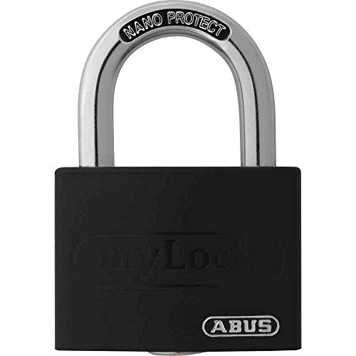 ABUS Vorhängeschloss T65AL/40 myLOCK - individuell beschreibbar - Spindschloss - massiver Aluminium-Schlosskörper - ABUS-Sicherheitslevel 5 - Schwarz