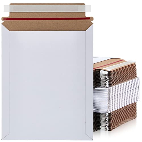 Fainne Versandtaschen aus Kraftkarton, 17,8 x 22,9 cm, selbstklebend, flach, weiß, Versand, Dokumente, Foto, Briefe, CD-Verpackungsbedarf, 200 Stück