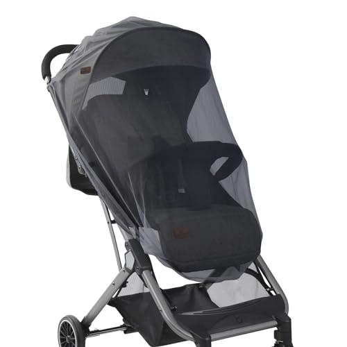 AUMAYCO Universelles Kinderwagen Moskitonetz, 2 Stück, Kinderwagen Insektennetz mit Elastischem Rand, Mückennetz-Schutzabdeckung für Kinderwagen, Buggy, Kinderbett, Autositz, Reisebett, Schwarz.