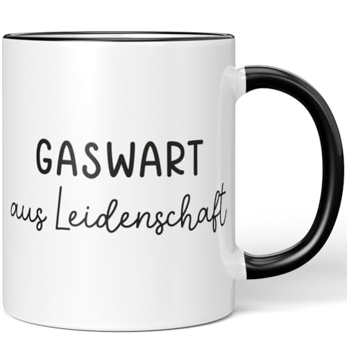 JUNIWORDS Tasse, Gaswart aus Leidenschaft, Schwarz (6641689)