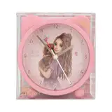 Depesche 13226 TOPModel Floral-Wecker in Rosa für Kinder, mit Model-Motiv und Ohren, lautlose Uhr mit Licht-Funktion, inklusive Batterie, Mehrfarbig