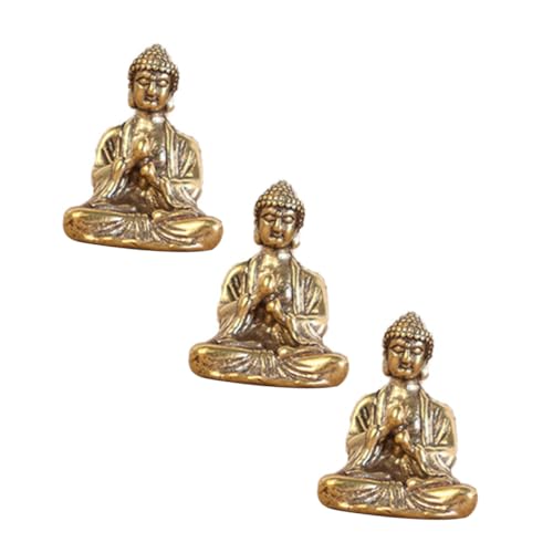 Cabilock 2 Sets Einzigartige Buddha-skulptur Für Den Tisch Kupferhandwerk Mini-Figuren Wohnkultur Verzierungen Dekorative Kunstwerke 3 Stück X 2