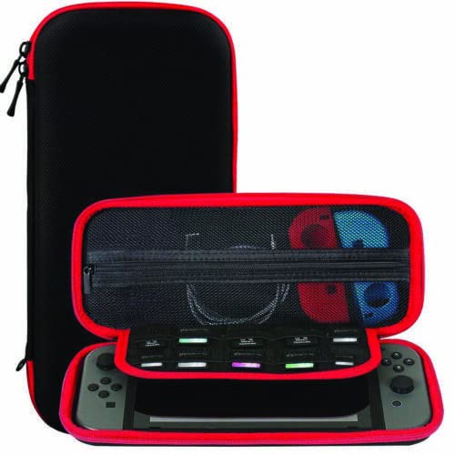 Nintendo Switch Console Schwarz Schlank Reisetasche Tasche Inklusive gehärtetem Glas Displayschutzfolie