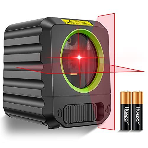 Kreuzlinienlaser, Huepar B011R Rotlicht Lasernivellier, Selbstnivellierender Linienlaser mit Rotlicht Laser-Vertikale und Horizontale Linie, Laser-Tool für Bildaufhängen und DIY-Anwendung