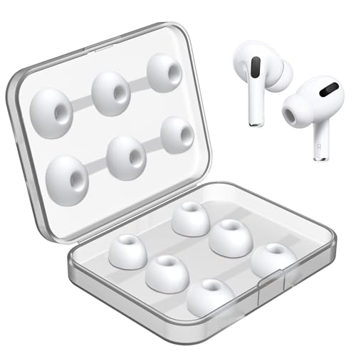 ZUOQIANG für Airpods Pro Ohreinsätze, 6 Pairs Ersatz für Airpods Pro Silikontips,Komfort Lärmminderung, mit Tragetasche + Reinigungsstift Geeignet für Airpods Pro/Pro 2 Ersatzstöpsel(S/M/L)
