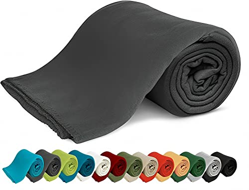 KiGATEX Polar-Fleecedecke Oeko-TEX Standard 100 Zertifiziert - Pflegeleichte Decke für Innen & Außen - Tagesdecke, Sommerdecke, Sofadecke, Kuscheldecke aus Fleece - 130 x 160 cm - Grau