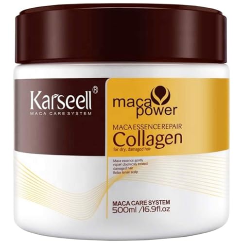 KARSEELL Haamrmaske für Tiefenreparatur, Intensive Feuchtigkeitsversorgung, Trockenes und Strapaziertes Haar, Glättung 500 ml.