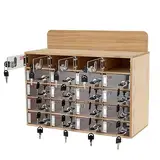 Jievmrs Handygarage Handy-Schrank mit 20 Steckplätzen, Holzgefängnis mit Unabhängigem Schloss und Schlüssel, Große Handy-Organizer Schrank Wandmontage/Freistehend