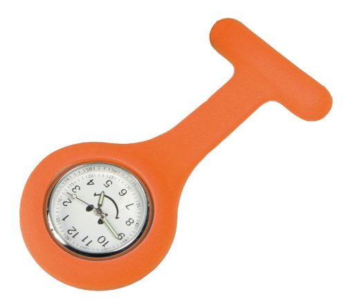 Tiga-Med Schwesternuhr Silikon 2er Set (=2Stück) orange Smiley Silikon Krankenschwesteruhr Uhr Pulsuhr mit Silikongehäuse und Anstecknadel