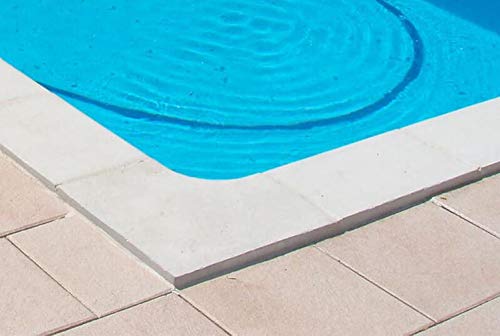 Beckenrandsteine Aquitaine (Flache Ausführung) Komplettpaket Farbe: weiß für Römertreppe (ø Treppe 2,50m) / 250 cm Randsteine Pool Stahlwandpool Rechteckpool