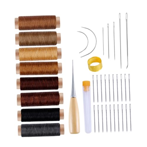 HOMSFOU 40Stücke Lederhandwerk Werkzeug Teiliges Nähnadel und Reparatur Kit für DIY Lederprojekte für Leder und Polsterreparatur Gewachstem Faden