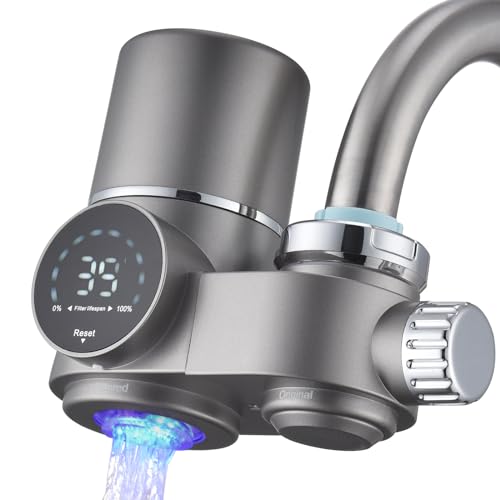 HOMELODY Wasserfilter Wasserhahn, Wasserfilter Trinkwasser mit LED Anzeige, entfernt Chlor, Schwermetalle und schlechten Geschmack, Wasserhahn Filter mit Blaulicht für Küche(Inkl. Filter*1)