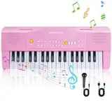 Keyboard Kinder mit Mikrofon, Multifunktions Kinder Klaviertastatur, 37 Tasten Elektronisches Klavier Tragbarer Musikinstrumente Musikspielzeug, Jungen Mädchen ab 3 4 5 6 jahre Lernspielzeug Geschenke