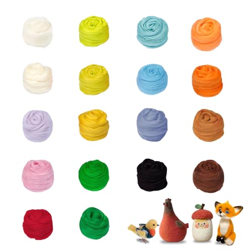 RYAN 18 Farben Filzwolle Trockenfilzen Filzen Starterset 10 Gramm Märchenwolle Wolle Roving für Starter Filzwolle Trockenfilzen DIY Handwerk
