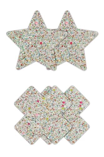 NS Novelties Pretty Pasties Star And Cross Glow 2 Pair Multicolor One Size