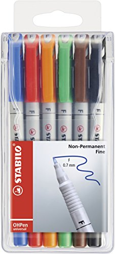 Folienstift - STABILO OHPen universal - wasserlöslich fein - 6er Pack - mit 6 verschiedenen Farben