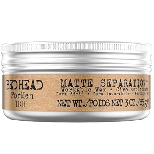 Bed Head For Men by TIGI | Matte Separation Styling-Haarwachs | Professionelles, mit festem Halt für Männer | Haarstyling-Produkt mit Bienenwachs | Für kurzes mit mittellanges Haar | 85 g